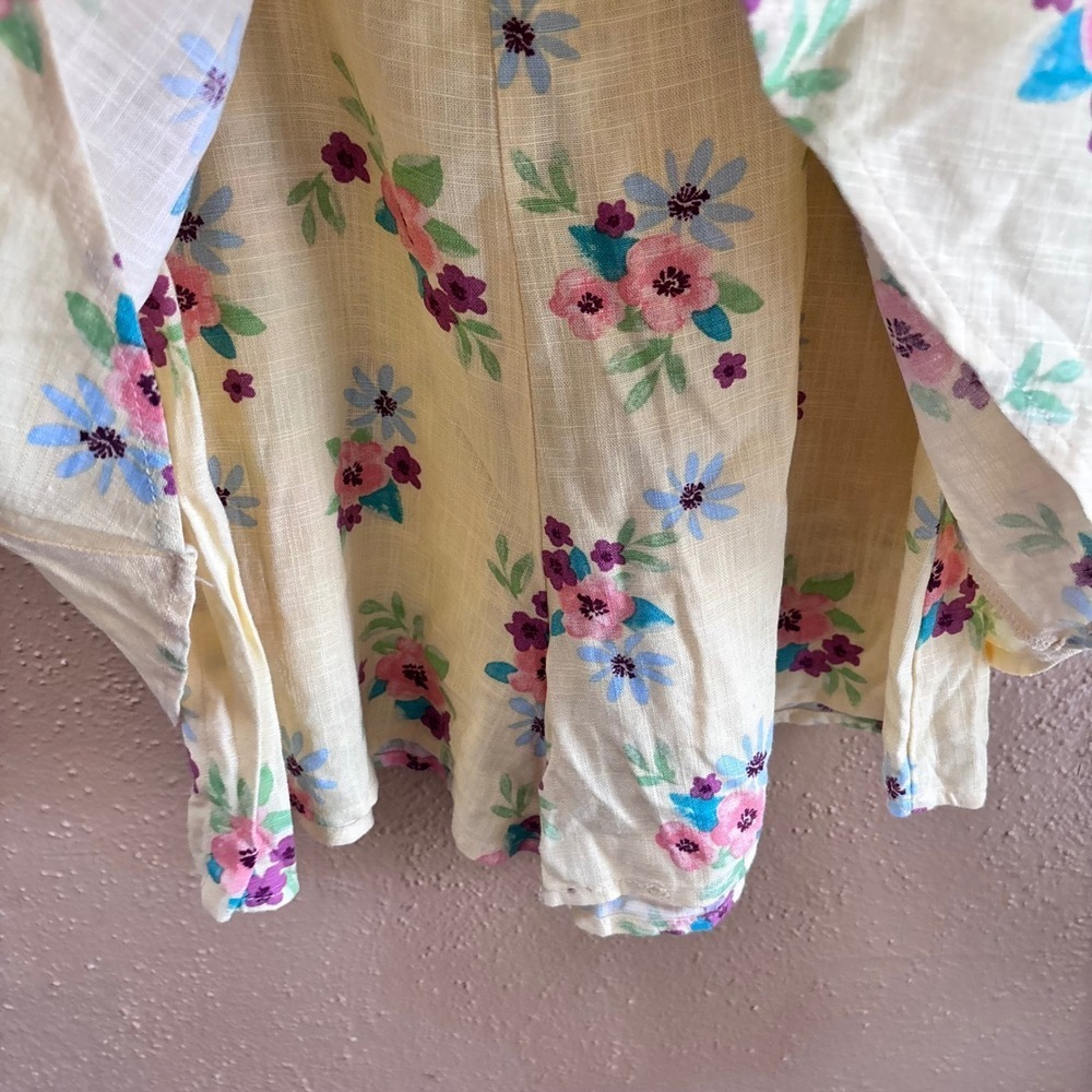 Forever 21 Yellow Floral Smocked Romper Playsuit Jumpsuit Women's - Picture 5 of 6